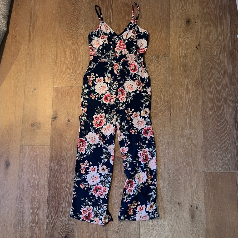 Xhilaration Navy Floral Jumpsuit